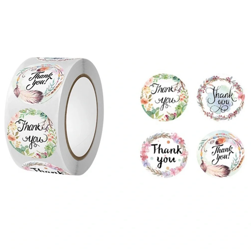 500 Floral Thank You Stickers